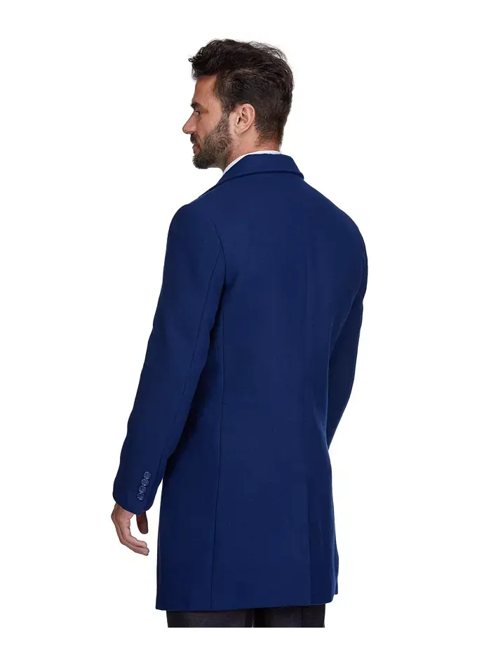 Мужское шерстяное пальто Walker Car Coat с отложным воротником Braveman — изображение 4 из 4, синий