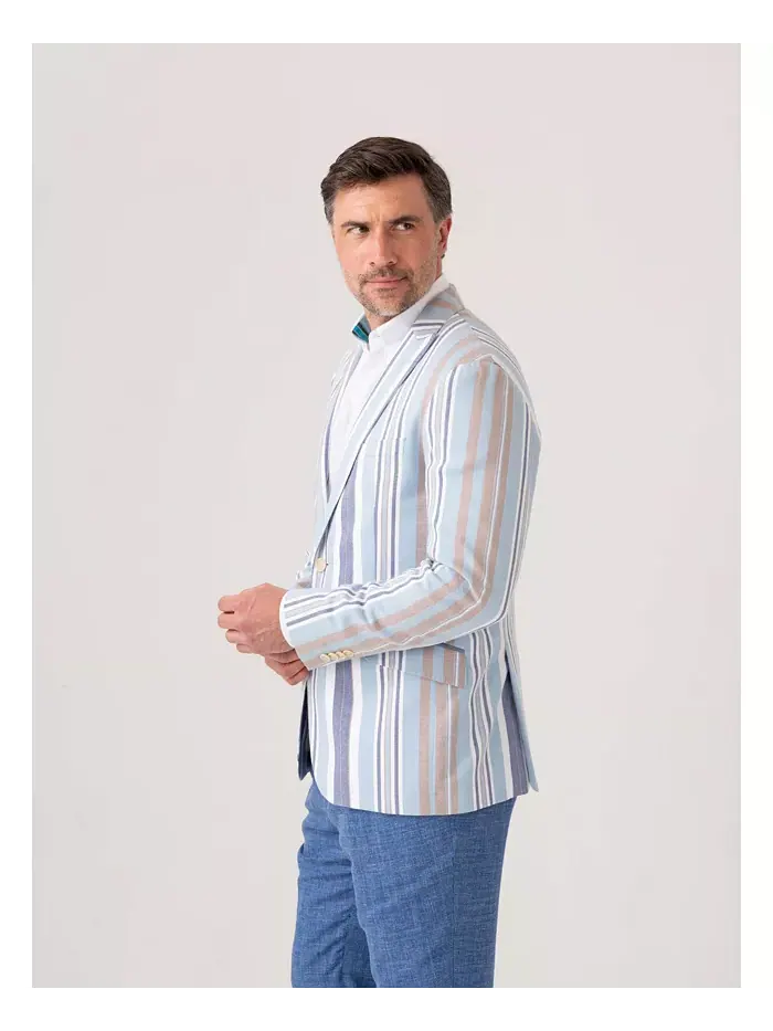 Мужской приталенный блейзер Kikoy из хлопка Koy Clothing — изображение 5 из 8, синий