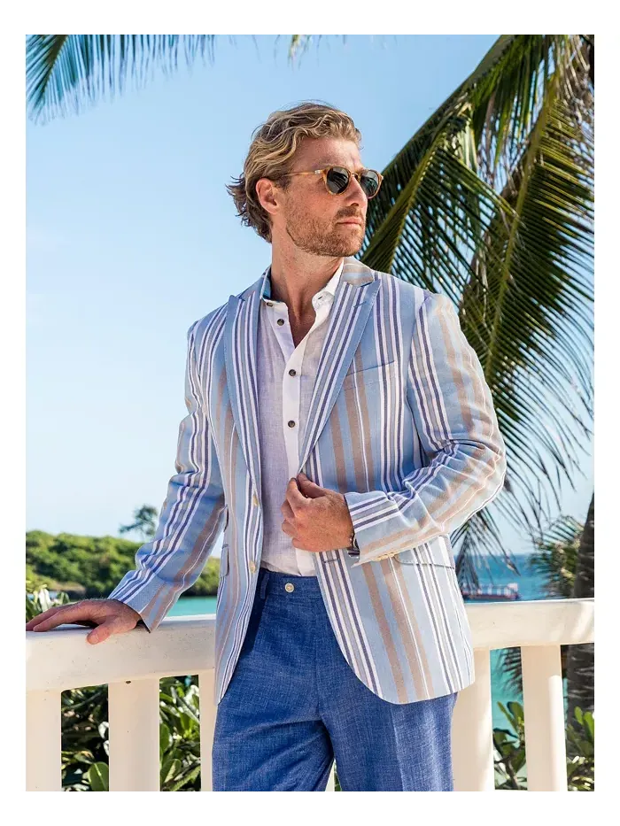 Мужской приталенный блейзер Kikoy из хлопка Koy Clothing — изображение 7 из 8, синий