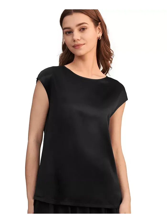 Женская базовая шелковая футболка с короткими рукавами LILYSILK