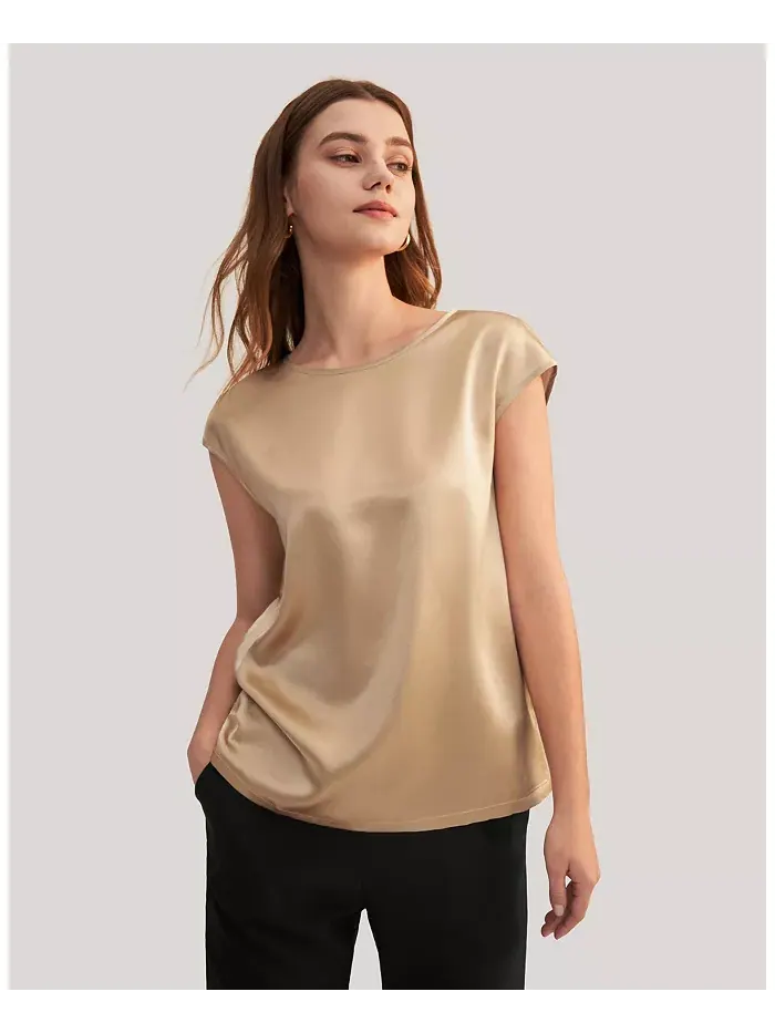 Женская базовая шелковая футболка с короткими рукавами LILYSILK