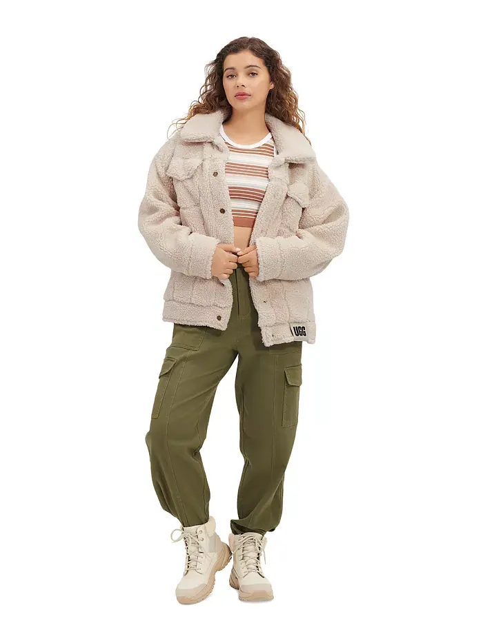 Женская флисовая куртка UGG Frankie Sherpa Trucker UGG — изображение 3 из 5, прозрачный