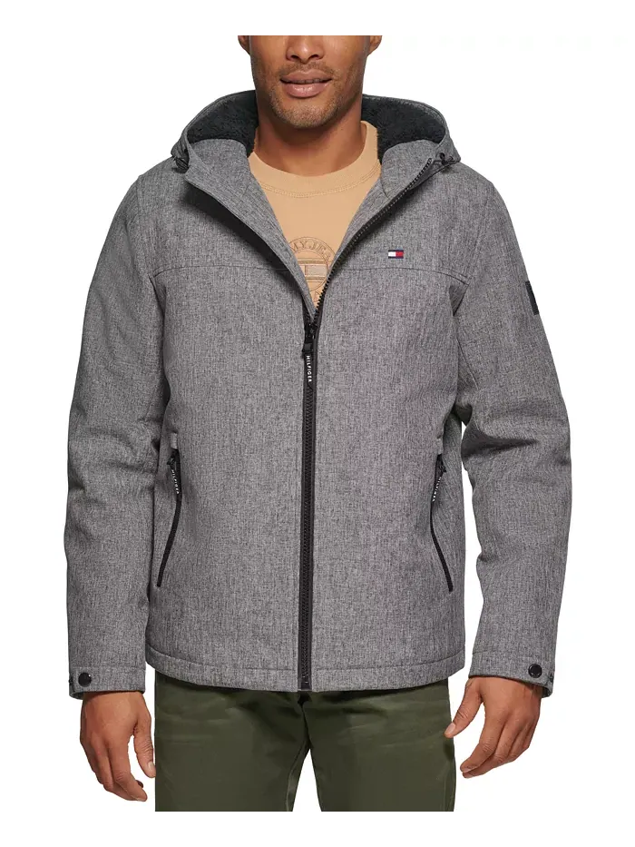 Мужская куртка-софтшелл с капюшоном Tommy Hilfiger — изображение 1 из 6, серый