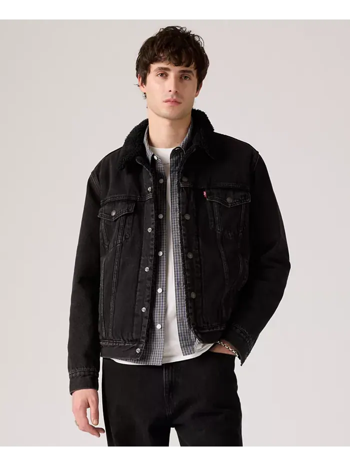 Мужская куртка-косуха из денима с подкладкой из шерпы Regular Fit Levi'S — изображение 1 из 3, черный