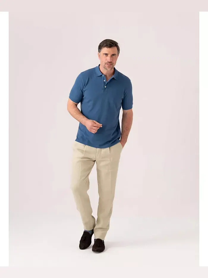 Мужская короткая пике поло из хлопка Koy Clothing — изображение 3 из 8, синий