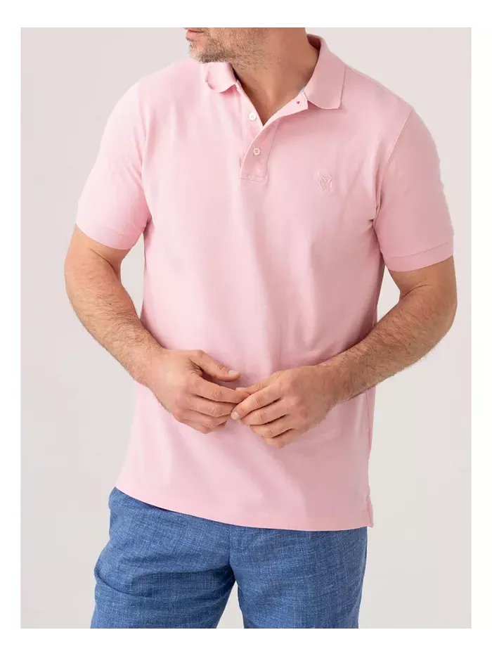 Мужская короткая пике поло из хлопка Koy Clothing — изображение 1 из 8, розовый