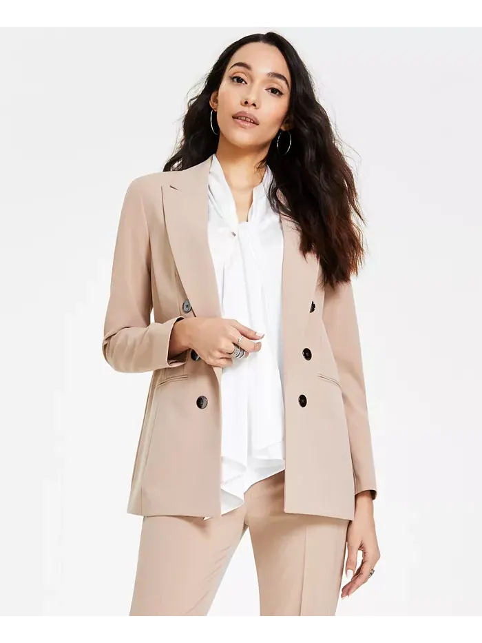 Женская двубортная куртка oversize в стиле boyfriend, искусственная кожа Bar III