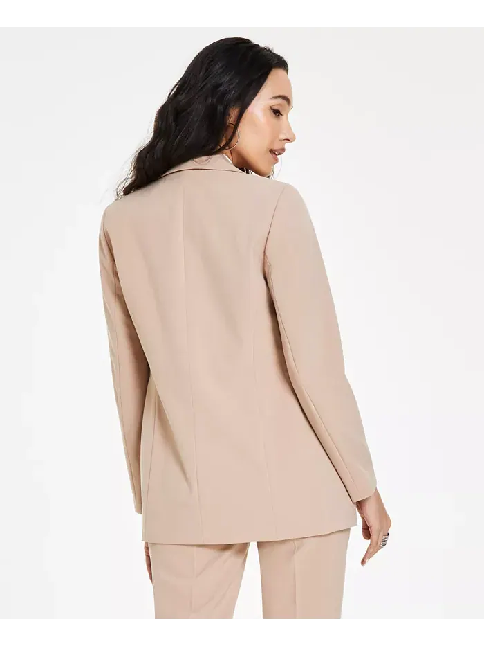 Женская двубортная куртка oversize в стиле boyfriend, искусственная кожа Bar III — изображение 2 из 3, коричневый/бежевый