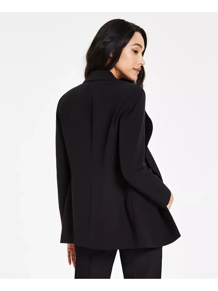 Женская двубортная куртка oversize в стиле boyfriend, искусственная кожа Bar III — изображение 3 из 4, черный