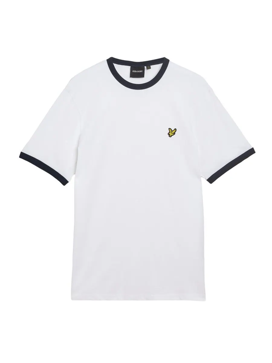 Мужская футболка с контрастной отделкой Lyle & Scott — изображение 2 из 5, белый/темный темно-синий