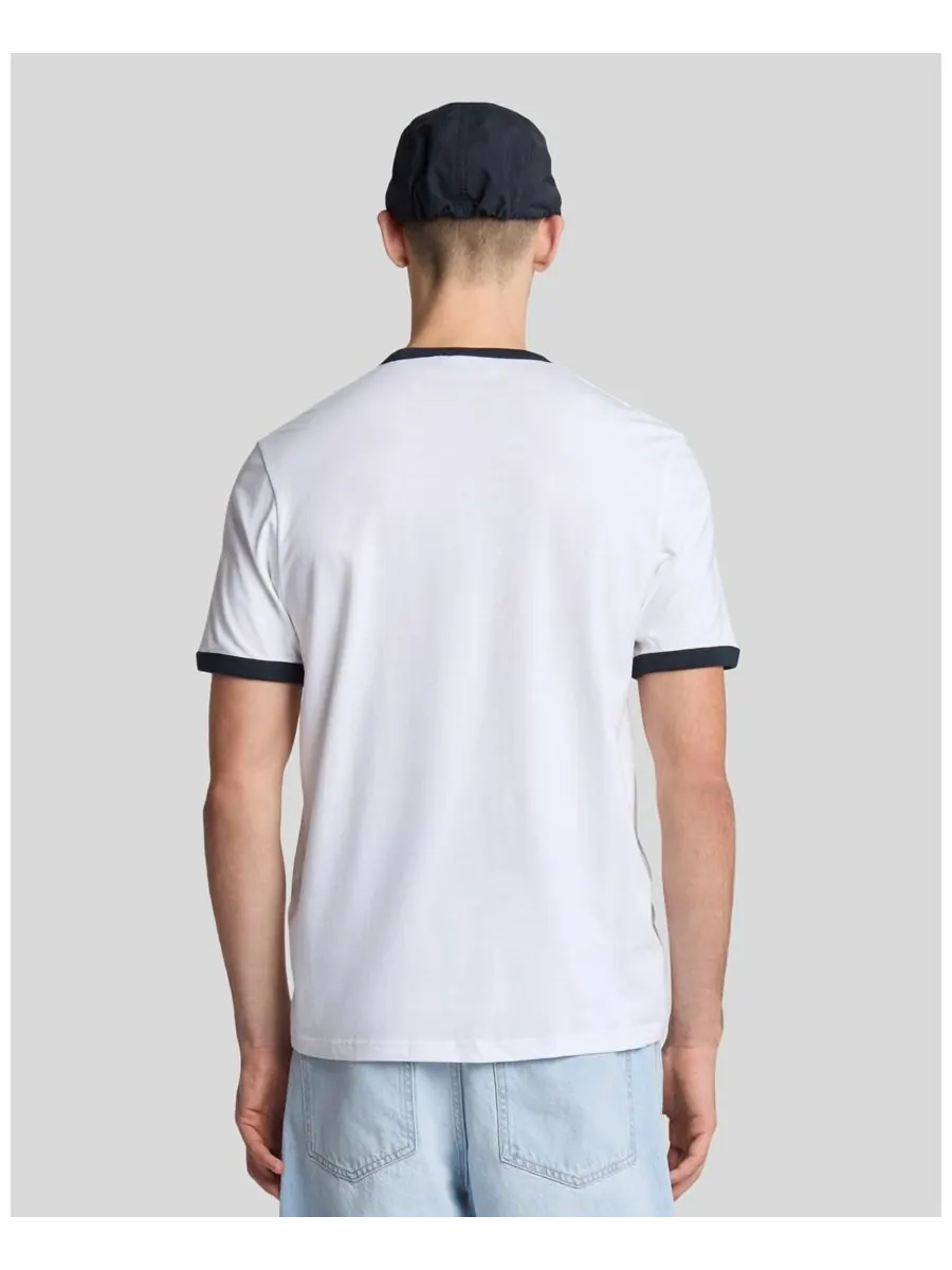 Мужская футболка с контрастной отделкой Lyle & Scott — изображение 3 из 5, белый/темный темно-синий