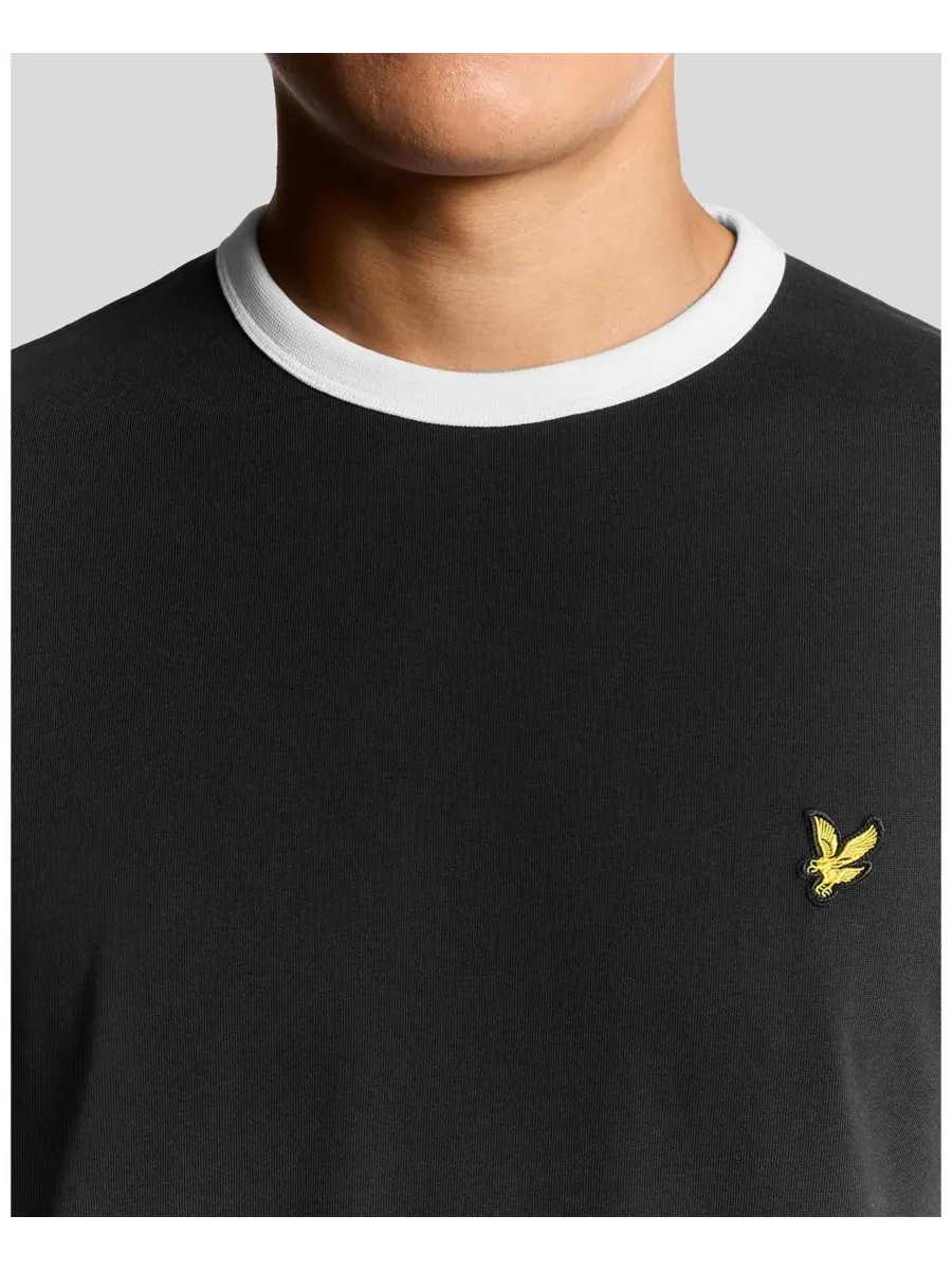 Мужская футболка с контрастной отделкой Lyle & Scott — изображение 5 из 6, черный/белый
