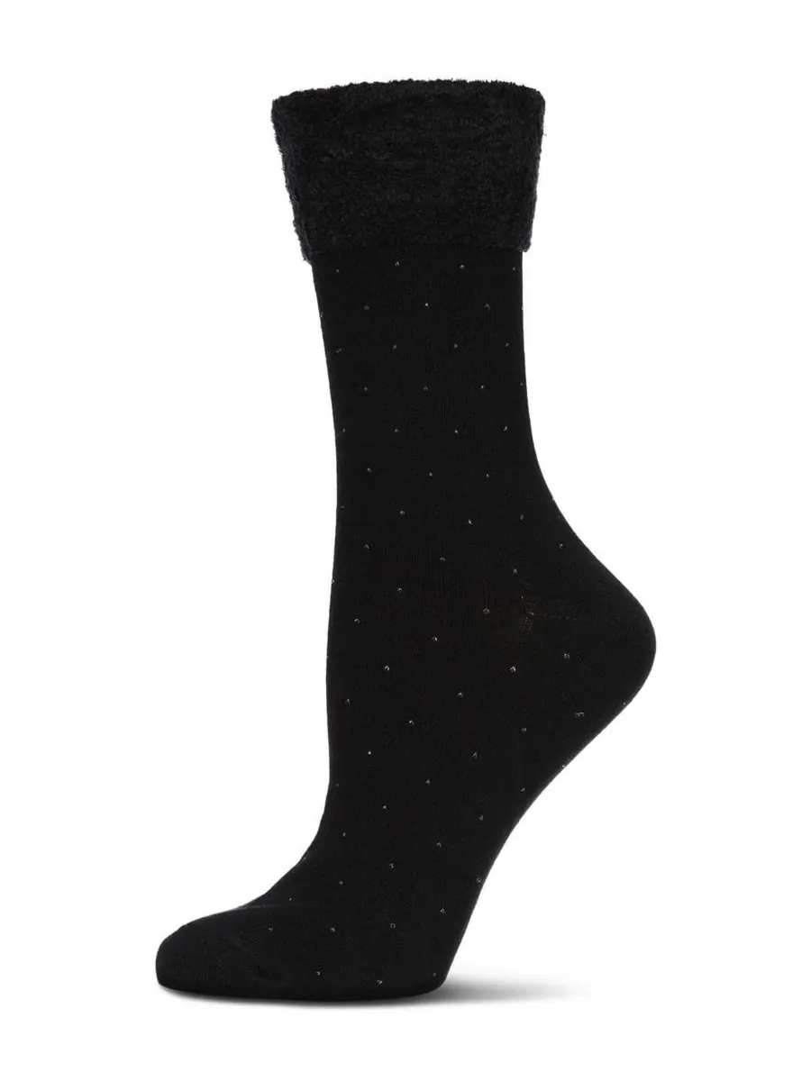 Женские носки Pindot Soft-Fit с толстой манжетой, из хлопка с высоким содержанием хлопка MeMoi — изображение 1 из 3, черный