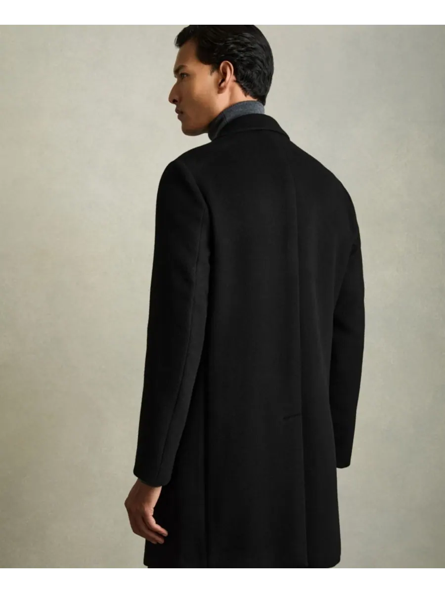 Мужское однобортное пальто из шерстяной смеси REISS — изображение 2 из 7, черный
