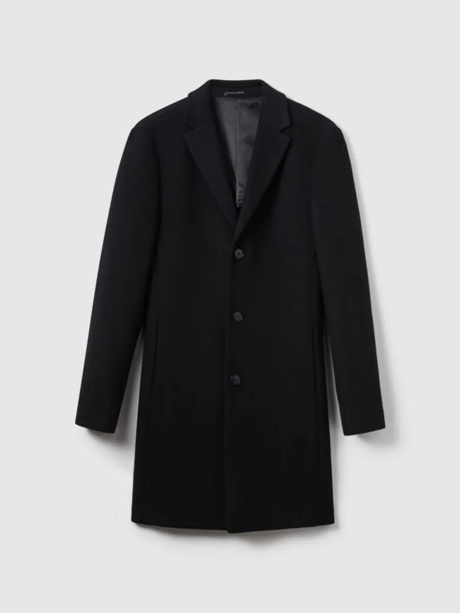 Мужское однобортное пальто из шерстяной смеси REISS — изображение 5 из 7, черный