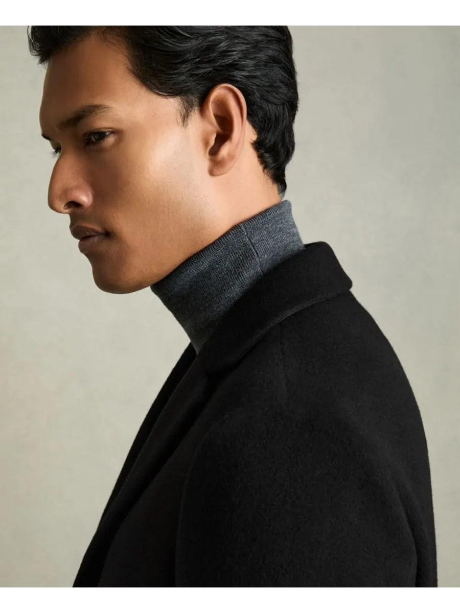 Мужское однобортное пальто из шерстяной смеси REISS — изображение 6 из 7, черный
