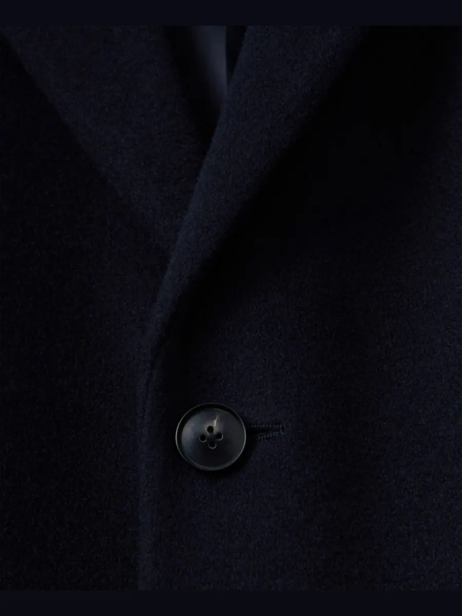 Мужское однобортное пальто из шерстяной смеси REISS — изображение 6 из 6, темно-синий