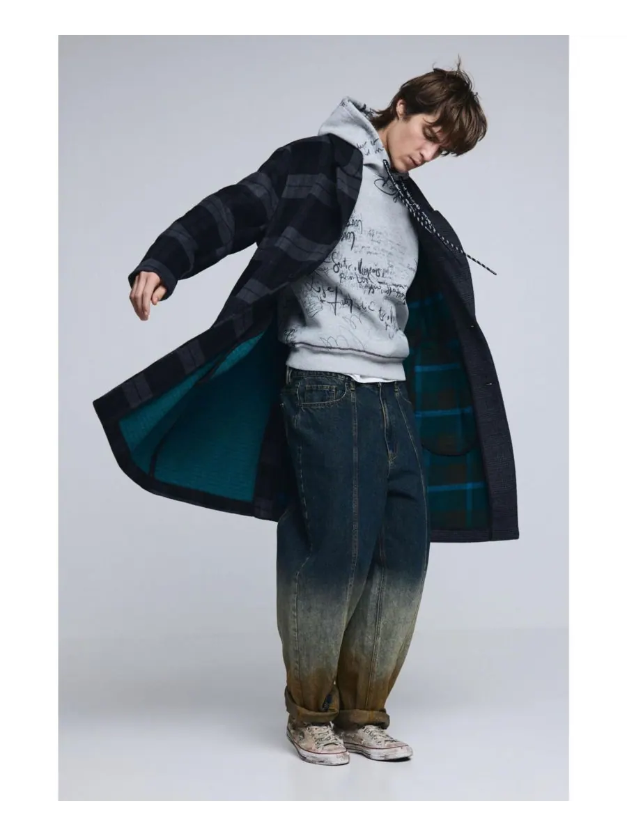 Мужское клетчатое двухслойное пальто Desigual — изображение 4 из 6, серый