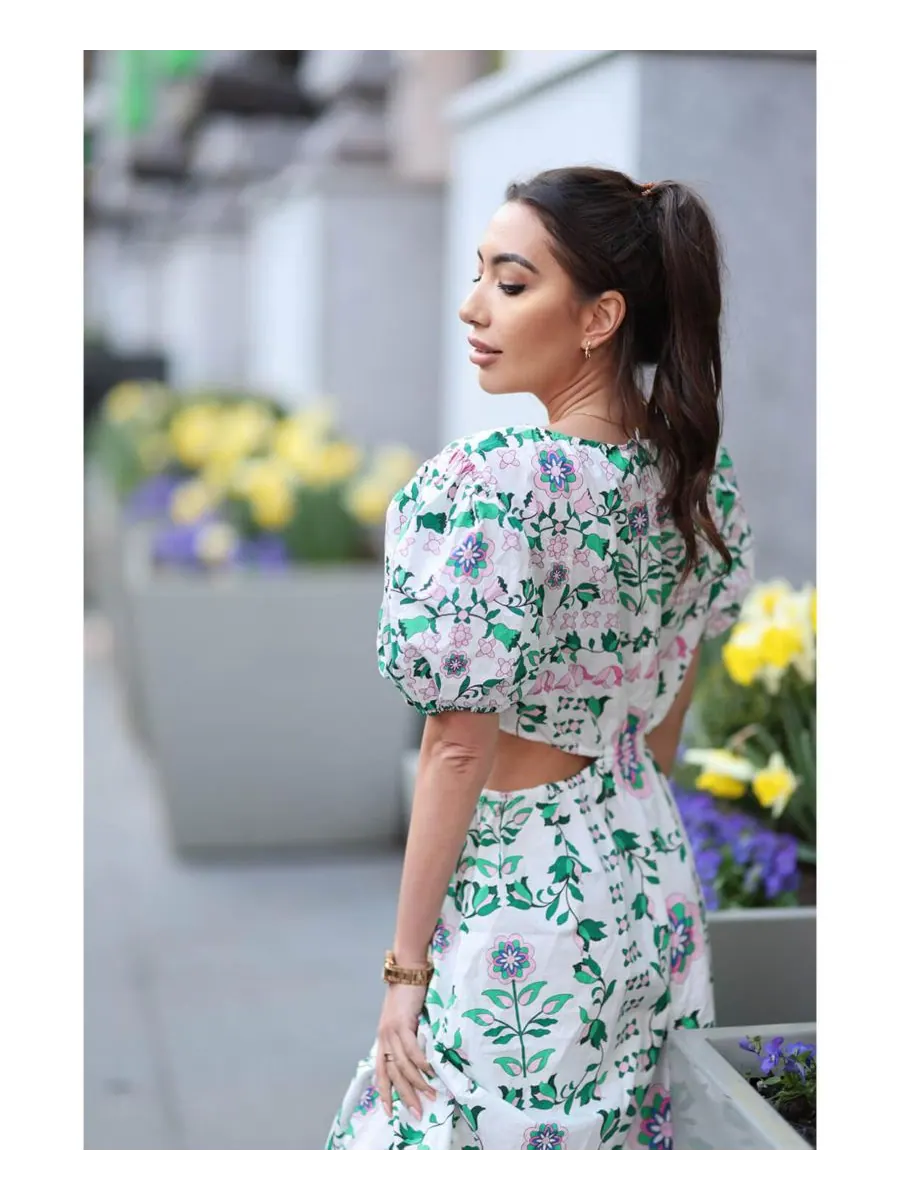 Платье миди Danielle Green Garden Jessie Zhao New York — изображение 3 из 3, зеленый белый
