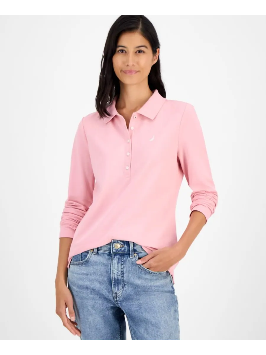 Женская рубашка-поло с длинным рукавом Nautica Jeans — изображение 1 из 2, розовый