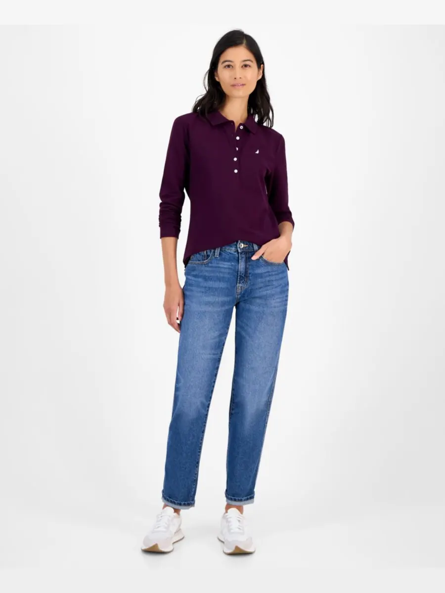 Женская рубашка-поло с длинным рукавом Nautica Jeans — изображение 2 из 4, баклажан