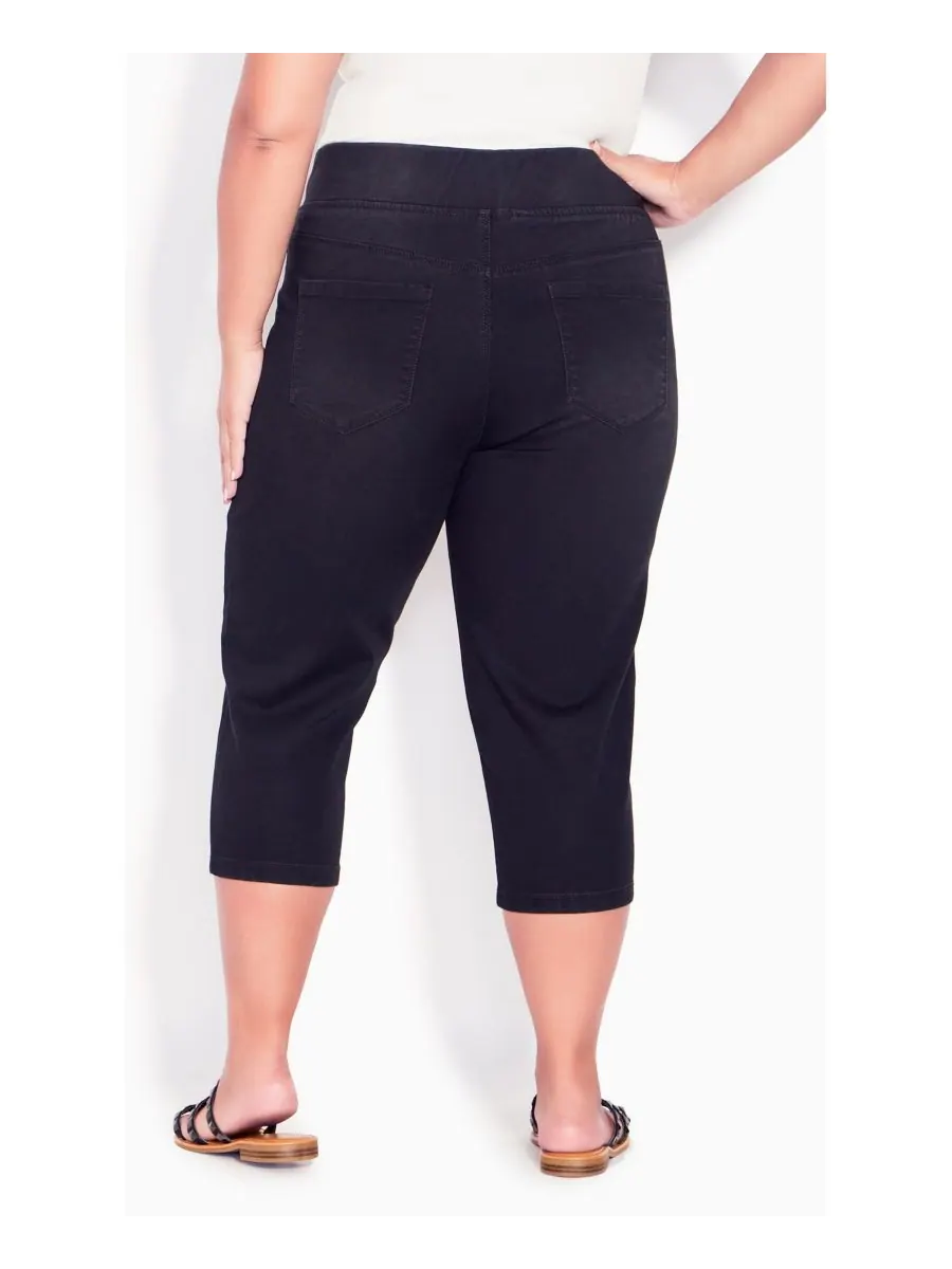 Женские укороченные джинсы Butter Denim Pull On AVENUE — изображение 2 из 3, черный