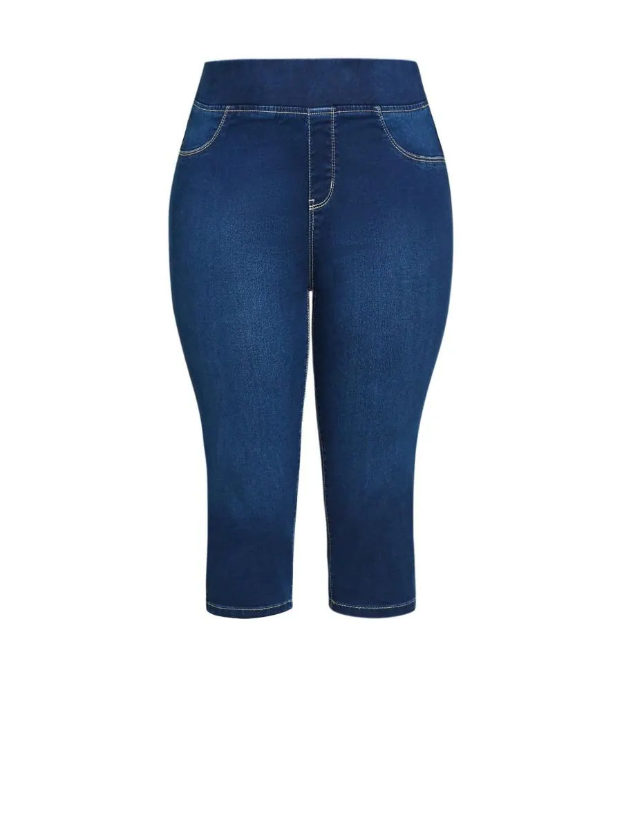 Женские укороченные джинсы Butter Denim Pull On AVENUE — изображение 2 из 3, черный
