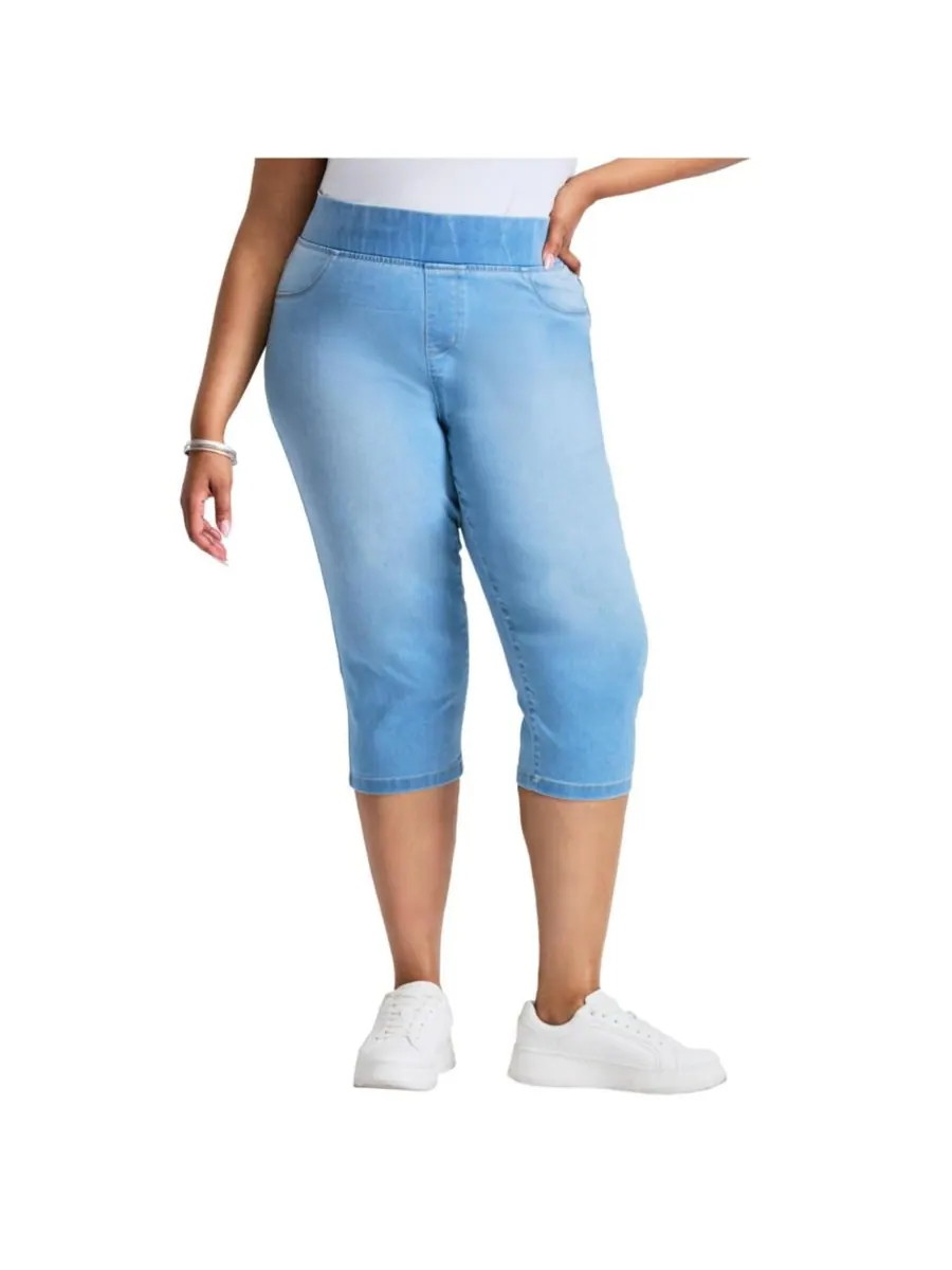 Женские укороченные джинсы Butter Denim Pull On AVENUE — изображение 1 из 3, светлая стирка