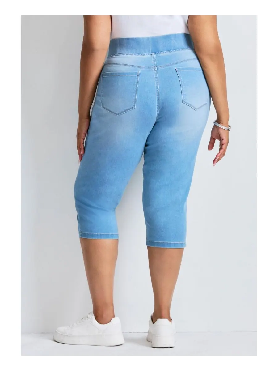 Женские укороченные джинсы Butter Denim Pull On AVENUE — изображение 2 из 3, светлая стирка