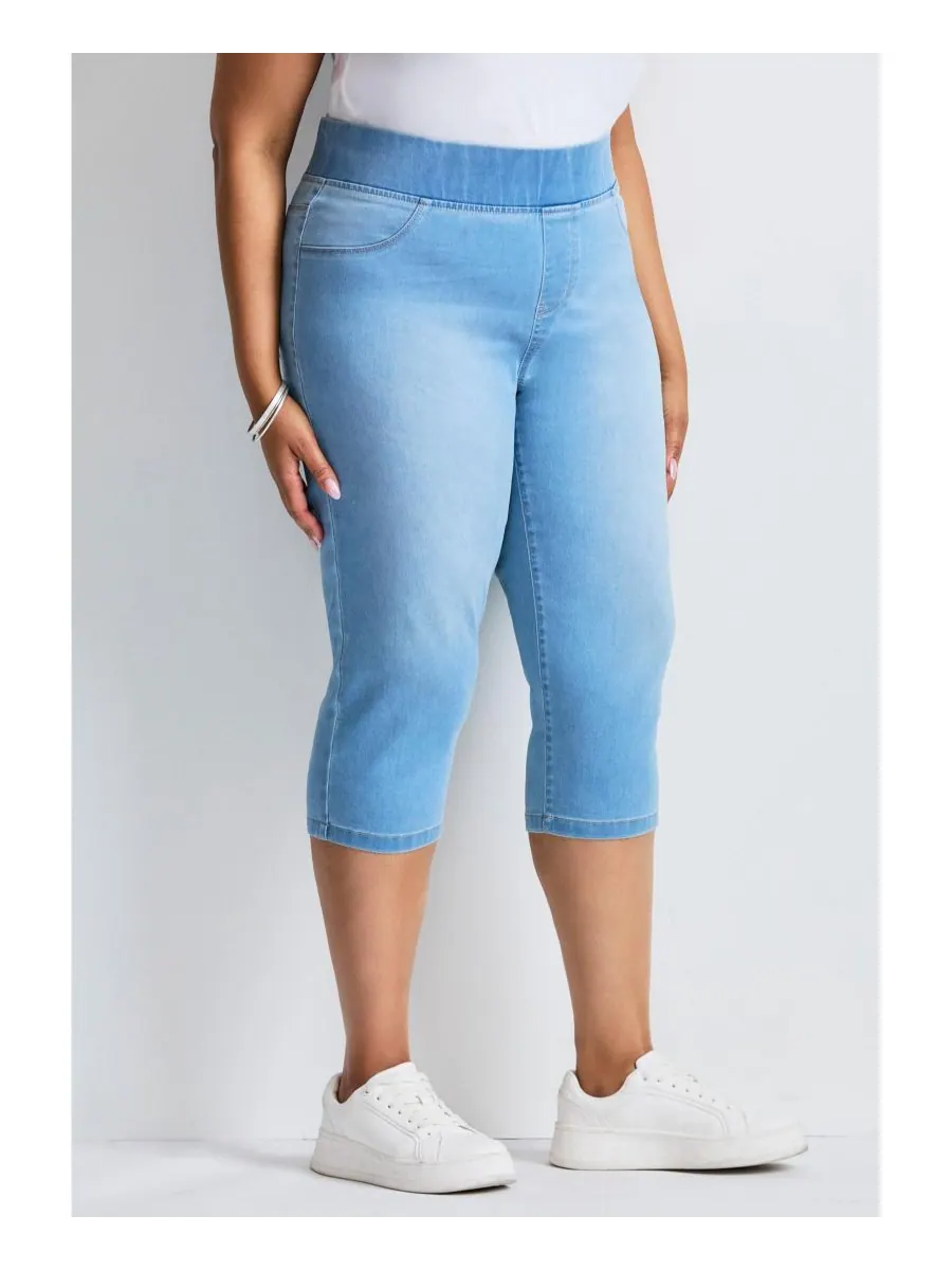 Женские укороченные джинсы Butter Denim Pull On AVENUE — изображение 3 из 3, светлая стирка
