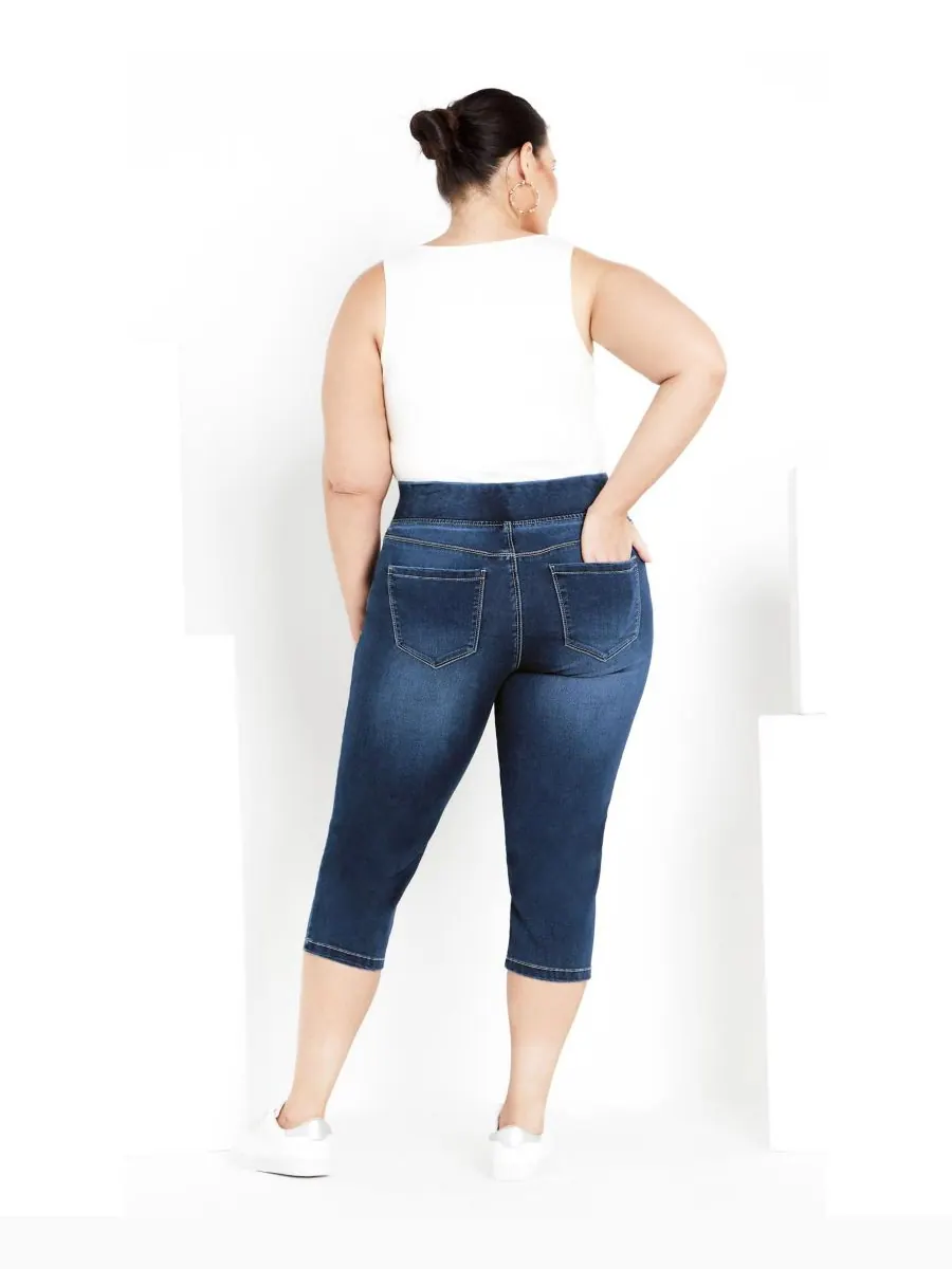 Женские укороченные джинсы Butter Denim Pull On AVENUE — изображение 2 из 3, синий