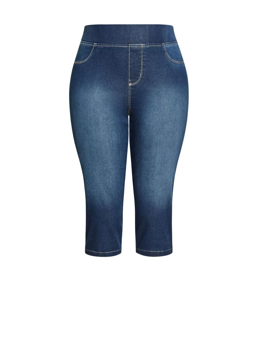 Женские укороченные джинсы Butter Denim Pull On AVENUE — изображение 3 из 3, синий