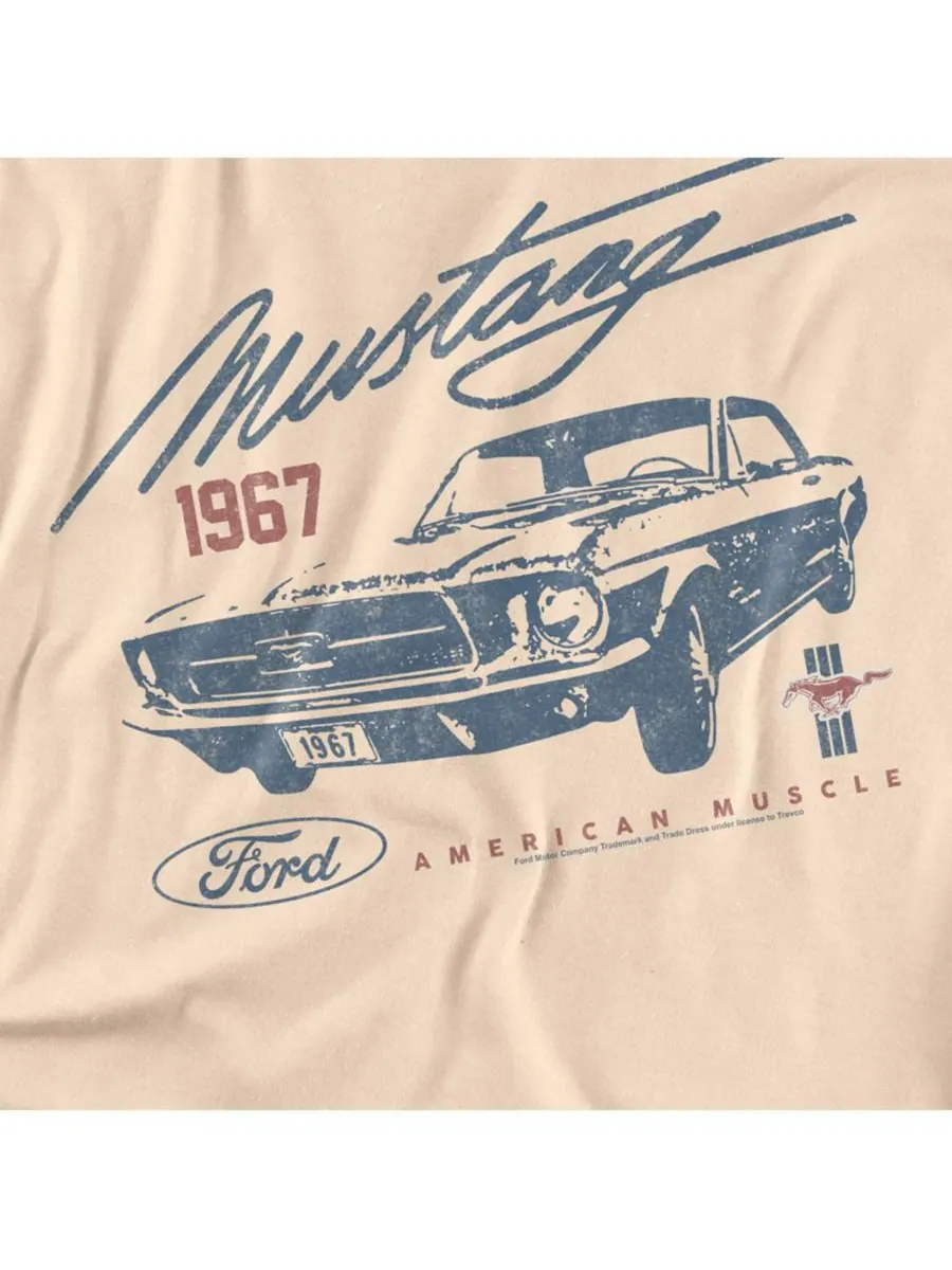 Футболка Big & Tall American Muscle Light Mustang — изображение 2 из 3, бежевый