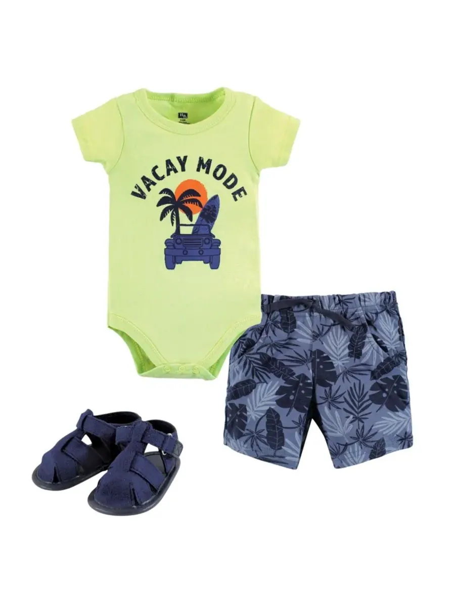 Хлопковый боди, шорты и комплект обуви Hudson Baby, Vacay Mode — изображение 1 из 5