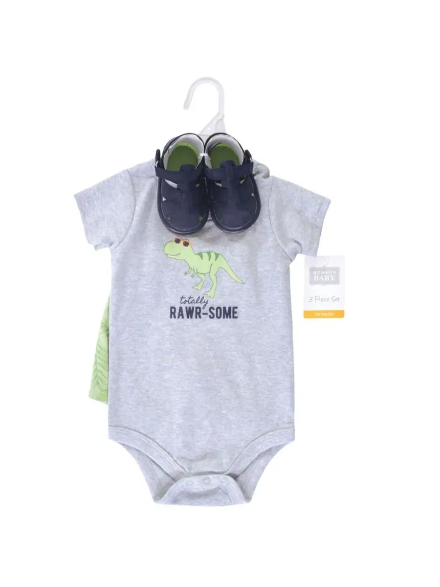 Хлопковый боди, шорты и комплект обуви Hudson Baby, Rawr-Some Dino — изображение 3 из 5