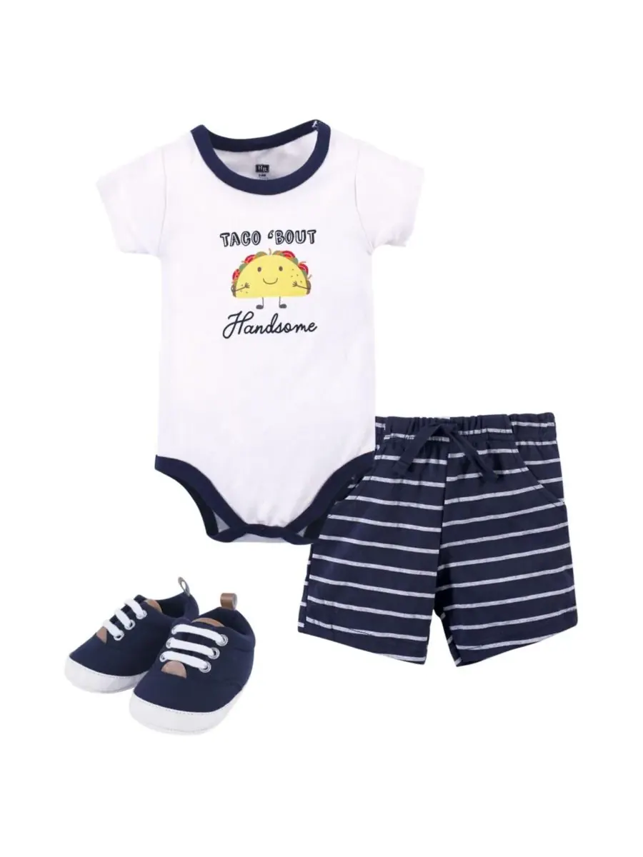 Хлопковый боди, шорты и комплект обуви Hudson Baby, Handsome Taco