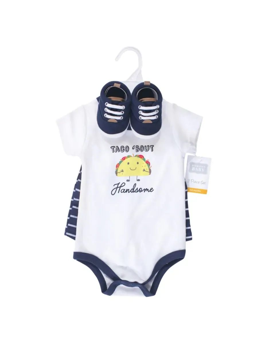 Хлопковый боди, шорты и комплект обуви Hudson Baby, Handsome Taco — изображение 2 из 5