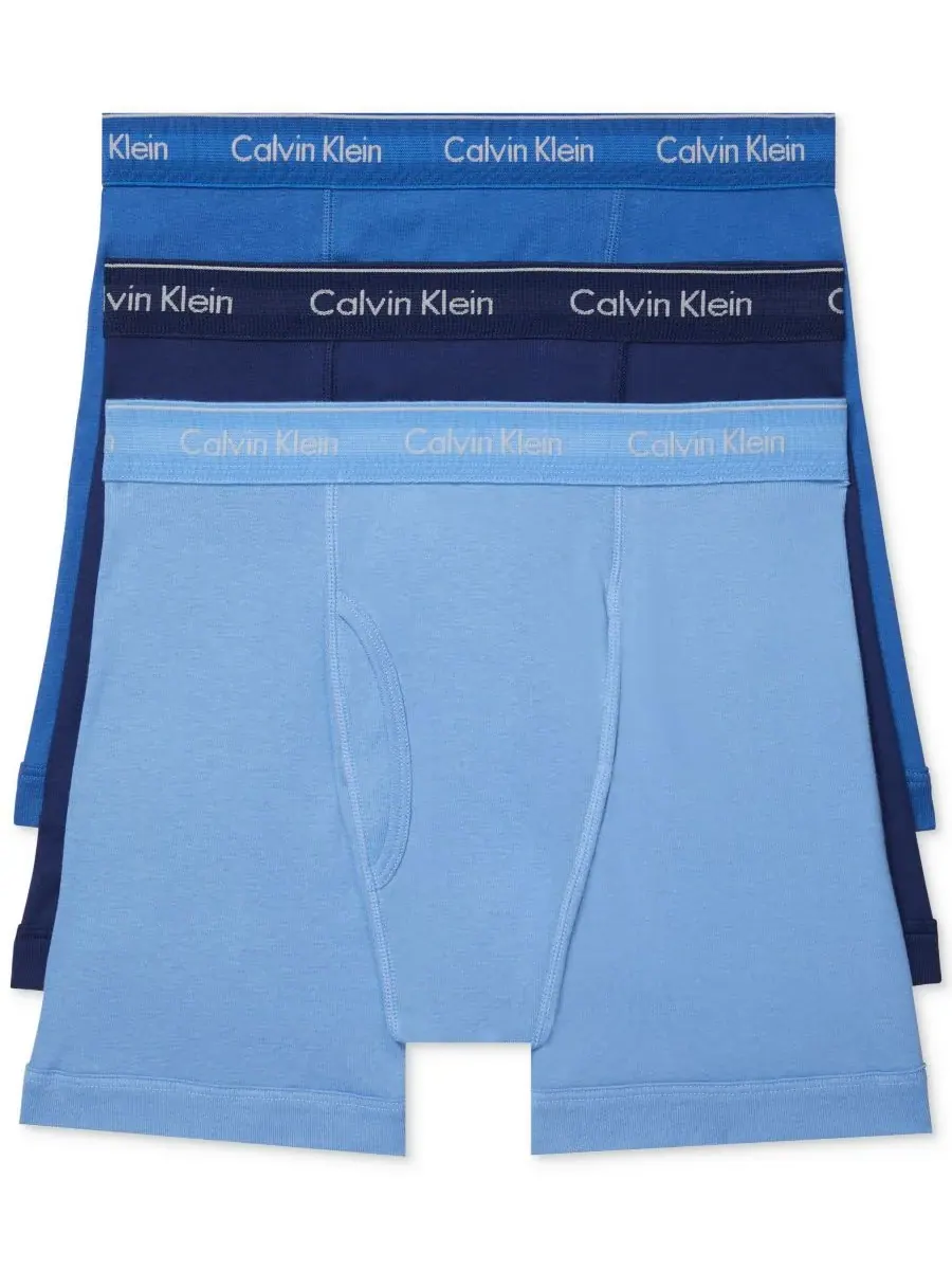 Calvin Klein Мужские боксеры из классического хлопка, комплект из 3 штук — изображение 1 из 4, синий