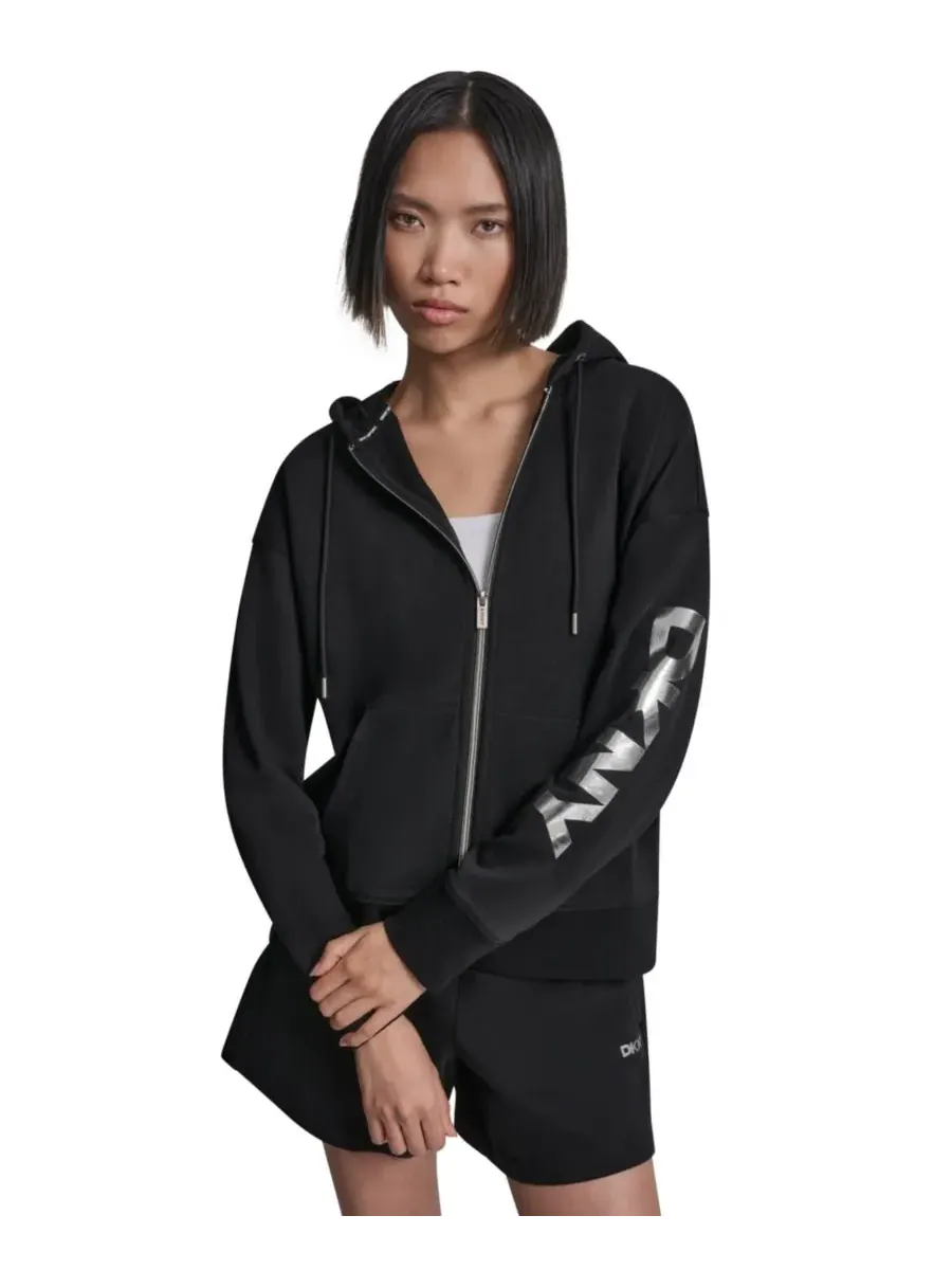 Женская толстовка на молнии стандартного кроя DKNY Sport — серебристый