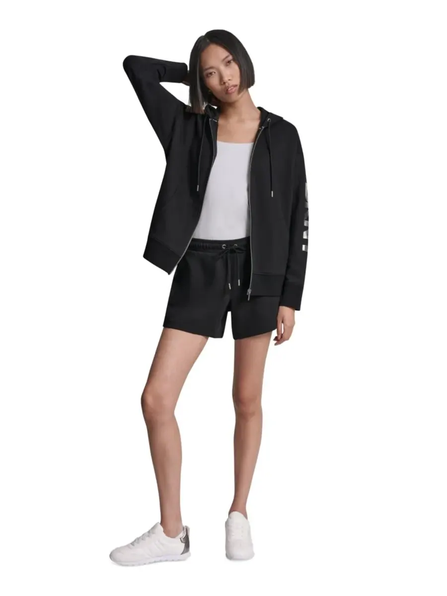 Женская толстовка на молнии стандартного кроя DKNY Sport — изображение 2 из 7, черный/серебристый
