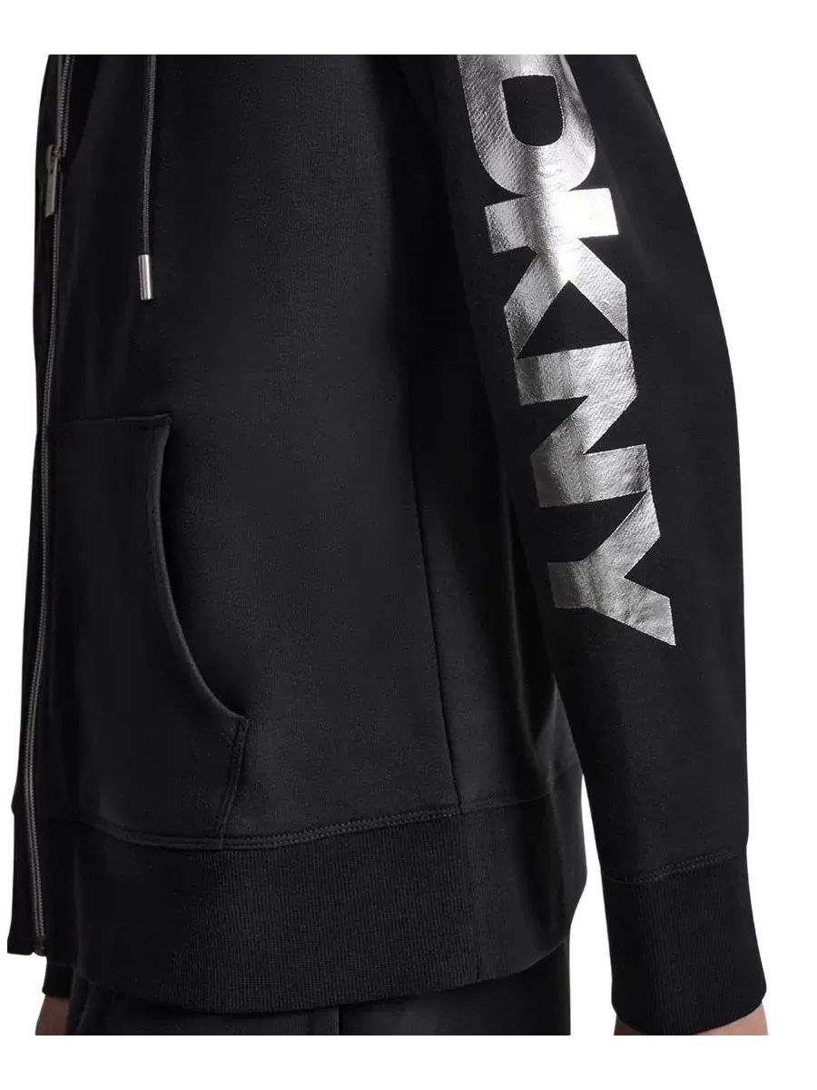 Женская толстовка на молнии стандартного кроя DKNY Sport — изображение 6 из 7, черный/серебристый
