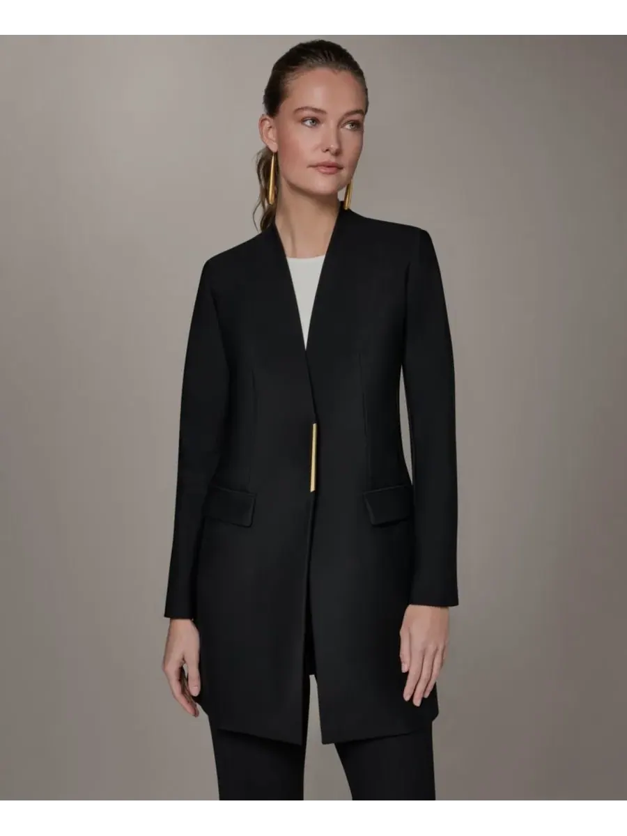 Женская куртка с V-образным вырезом Donna Karan New York — изображение 2 из 9, черный