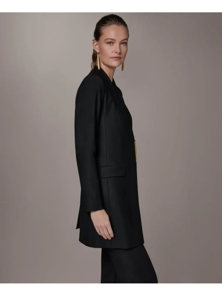 Женская куртка с V-образным вырезом Donna Karan New York — изображение 4 из 9, черный