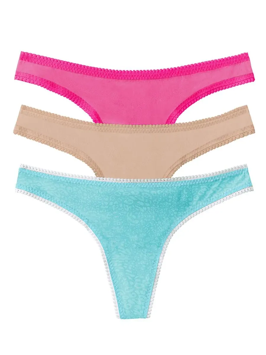 Женское сетчатое нижнее белье G, комплект из 3 штук, Sweet Fuchsia/Champagne/Waterfall — изображение 1 из 7