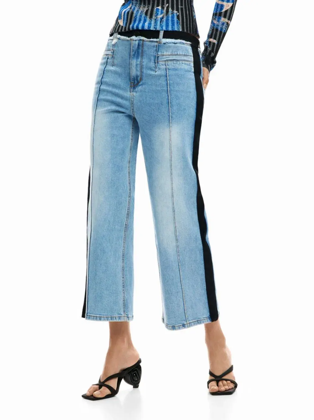 Женские джинсовые брюки из двух материалов Desigual