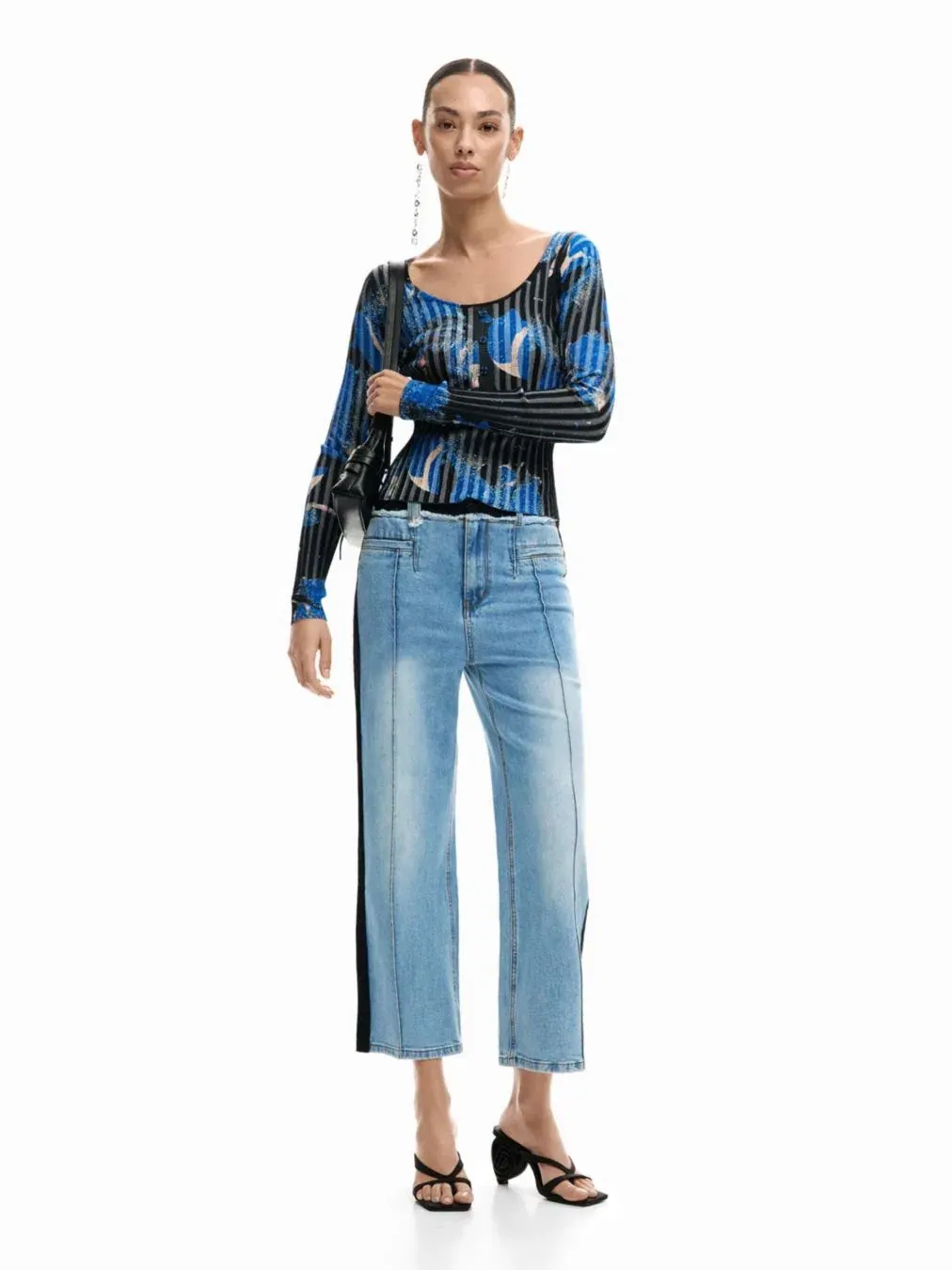 Женские джинсовые брюки из двух материалов Desigual — изображение 2 из 6, синий