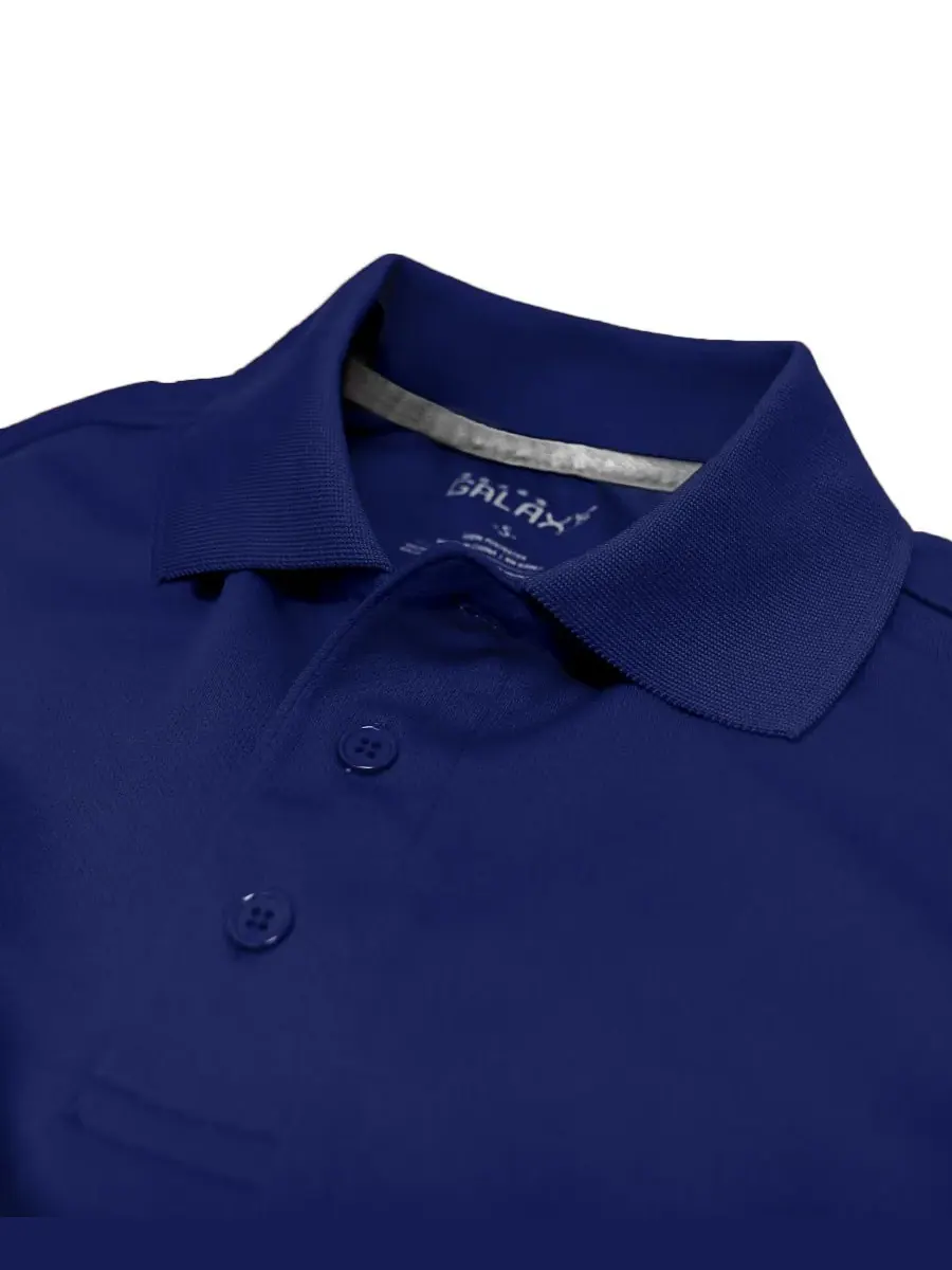 Комплект из 3 мужских поло-рубашек Dry Fit из влагоотводящей ткани, больших размеров Galaxy By — изображение 3 из 3, синий