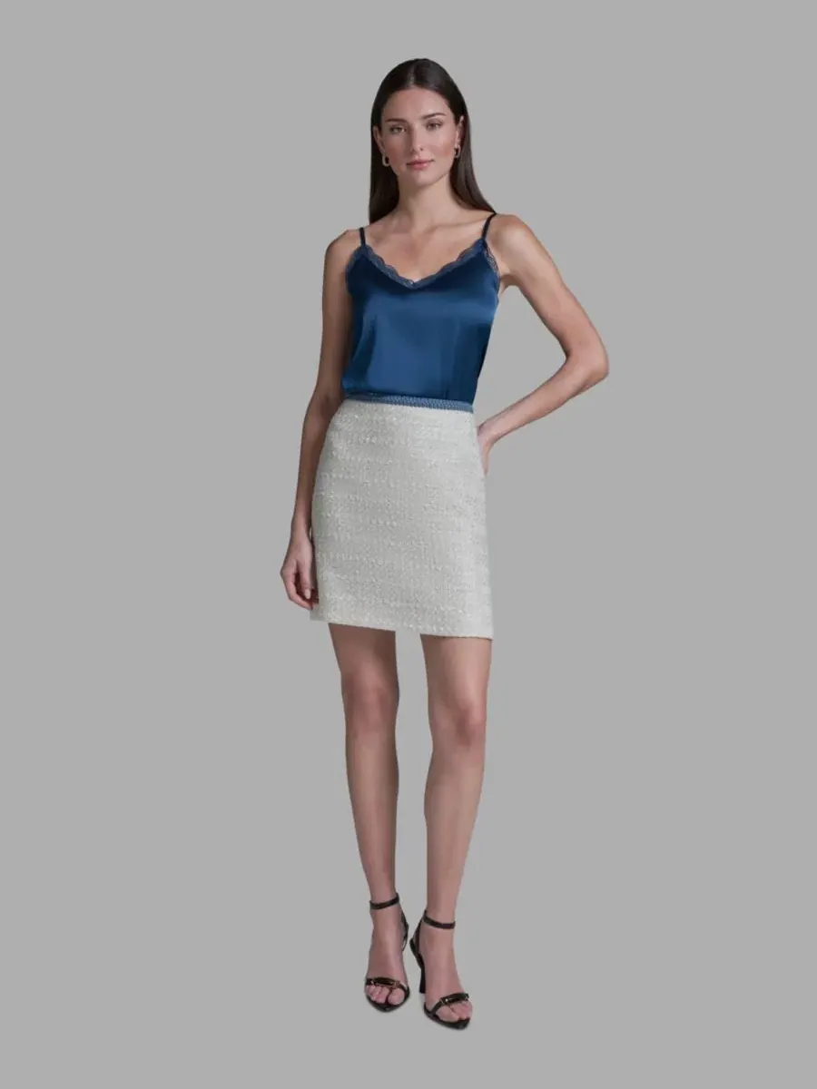 Женская джинсовая юбка до колена с косичкой BCBG — изображение 2 из 6, белый
