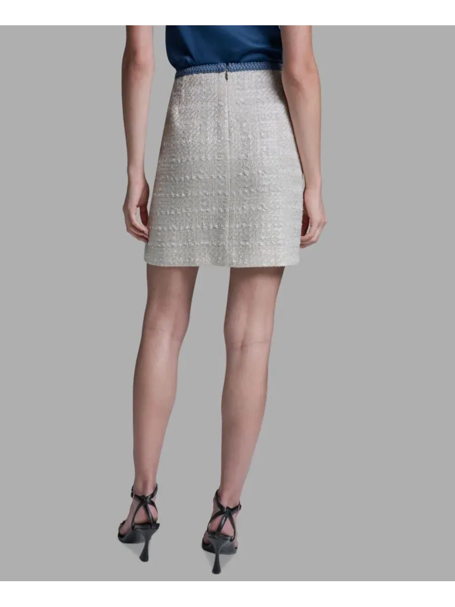 Женская джинсовая юбка до колена с косичкой BCBG — изображение 6 из 6, белый