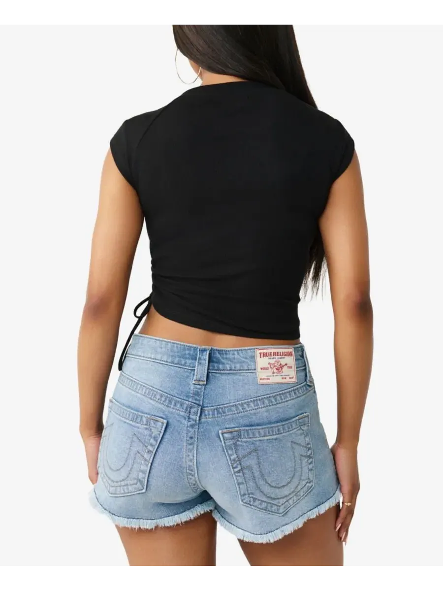Женская детская блузка с кристальными боковыми складками True Religion — изображение 3 из 3, черный